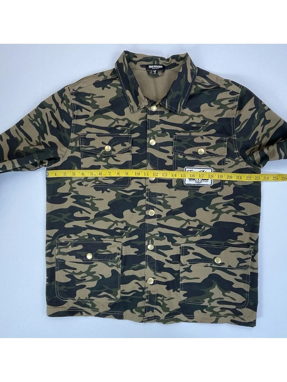 True Religion Camo Military Jacket Mens M Workwear Utility Camouflage